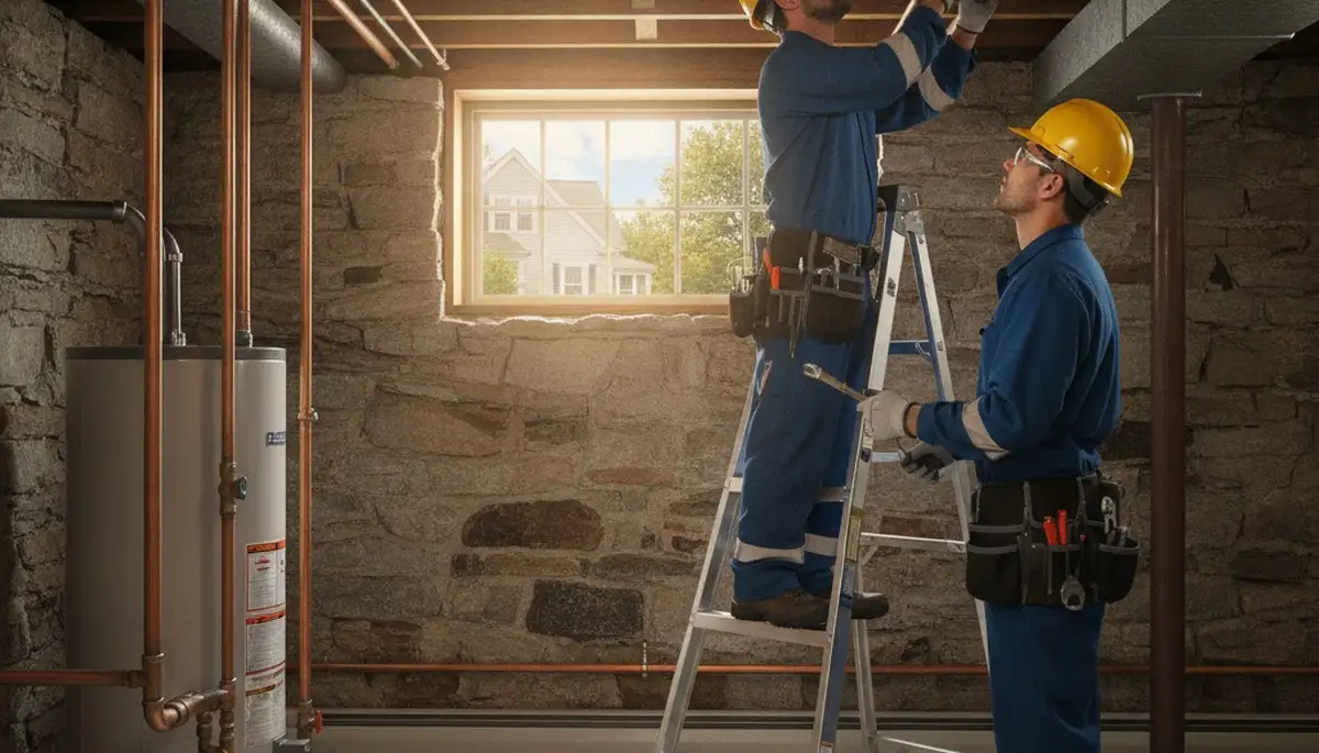 Plumber providing repair service in Reading, MA for a plumbing business job site