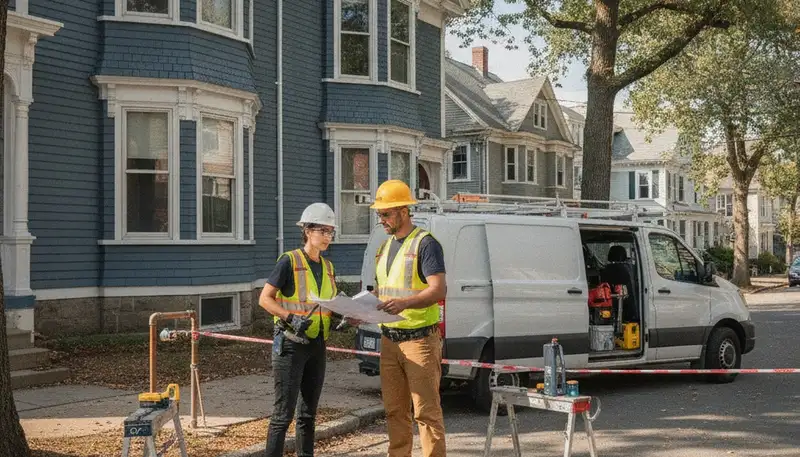 Plumber repairing a leak in Reading, MA for plumbing repair services