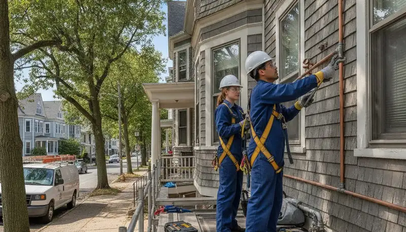 Plumber repairing a pipe in Reading, MA for trusted plumbing repair services