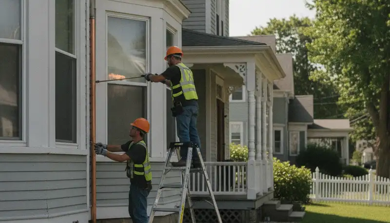 Professional plumber repairing pipe in Reading, MA for residential plumbing service