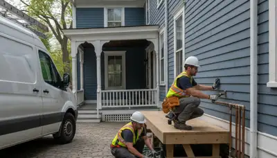 Plumber repairing a pipe in Reading, MA for residential plumbing service