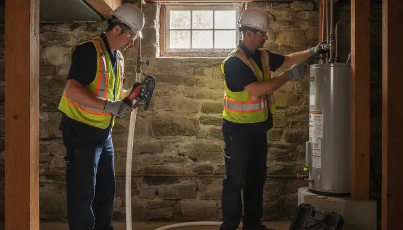 Plumber repairing a leak in Reading, MA for plumbing repair services