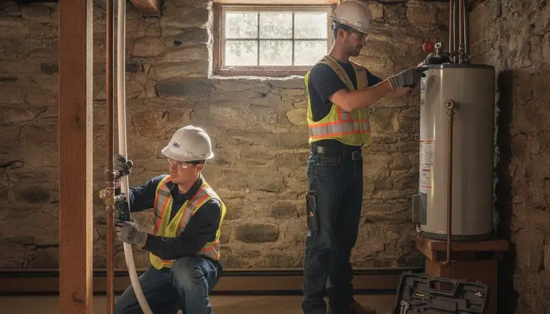 Plumber repairing a pipe in Reading, MA for plumbing repair service