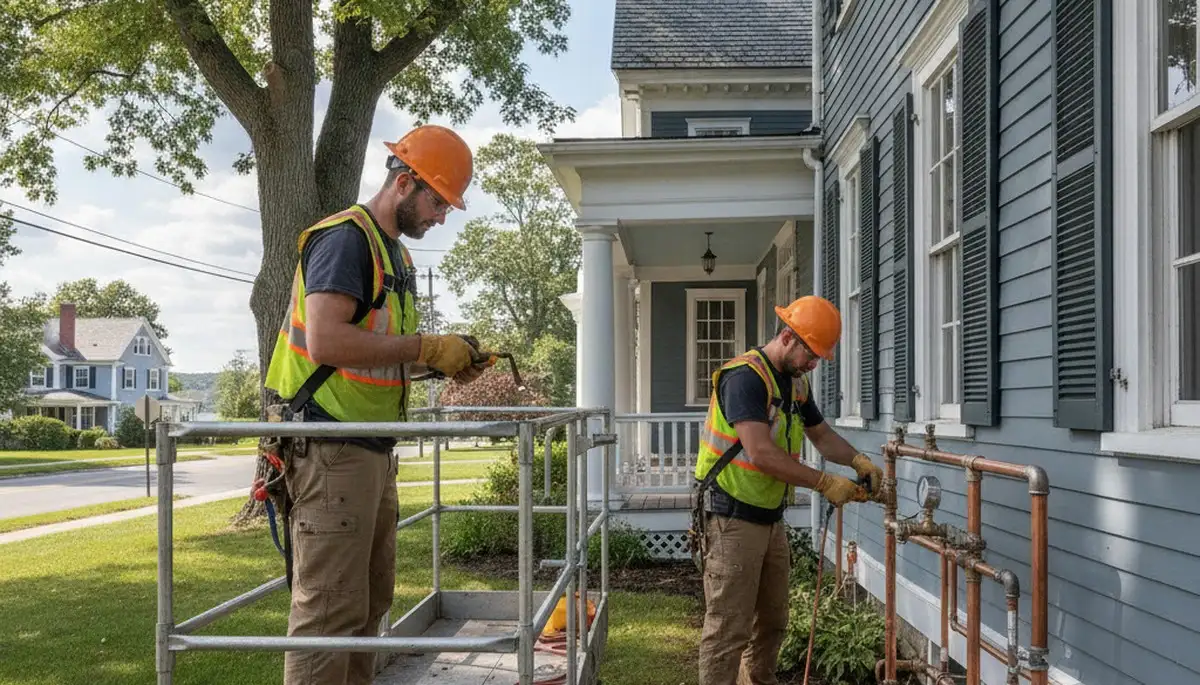 Plumber repairing a pipe in Reading, MA for reliable plumbing service
