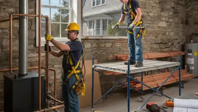 Plumber repairing a pipe in Reading, MA for plumbing repair services
