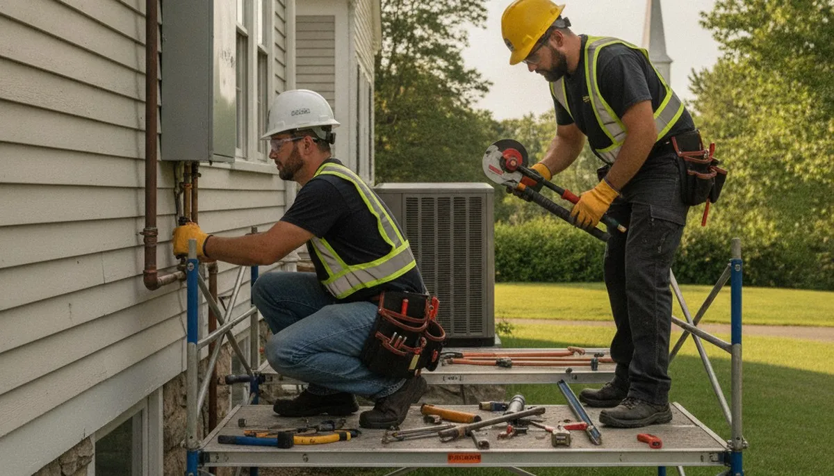 Plumber repairing a leak in Reading, MA for plumbing repair service