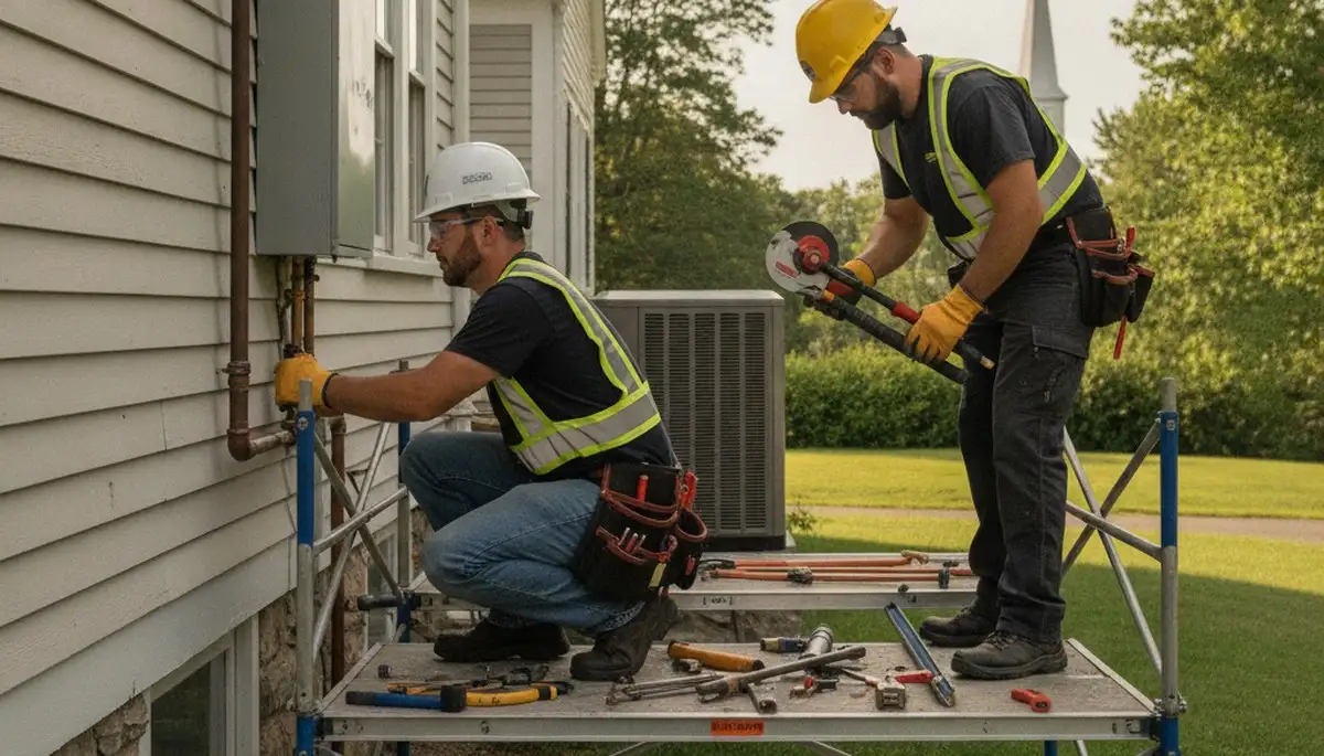 Plumber repairing a leak in Reading, MA for plumbing repair service