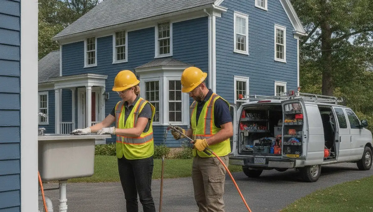 Professional plumber repairing a pipe in Reading, MA for local plumbing service