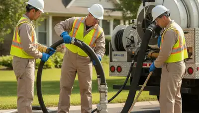 Septic tank cleaning service in Reading, MA for a local plumbing repair business