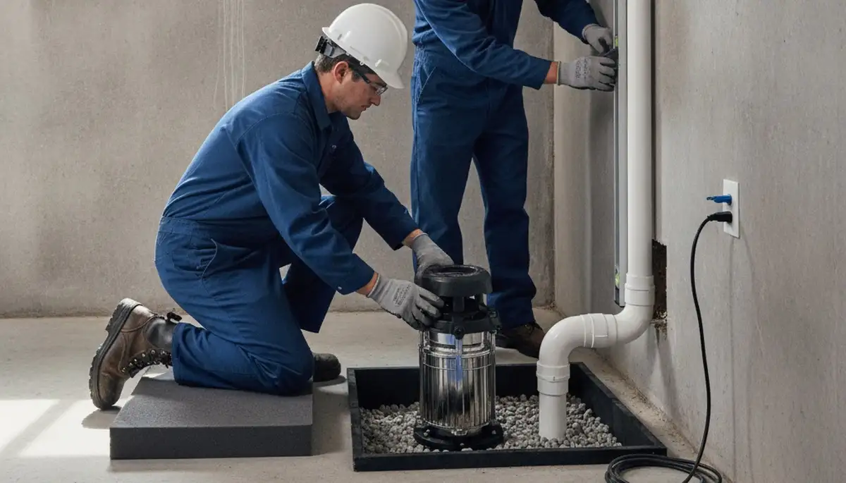 Sump pump installation for Reading, MA home basement protection from flooding and water damage
