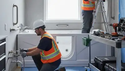 Walk-in tub installation by Reading, MA plumbers for safer, accessible home bathing