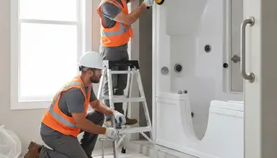 Reading, MA plumbers installing a walk-in tub for safer, accessible bathroom bathing
