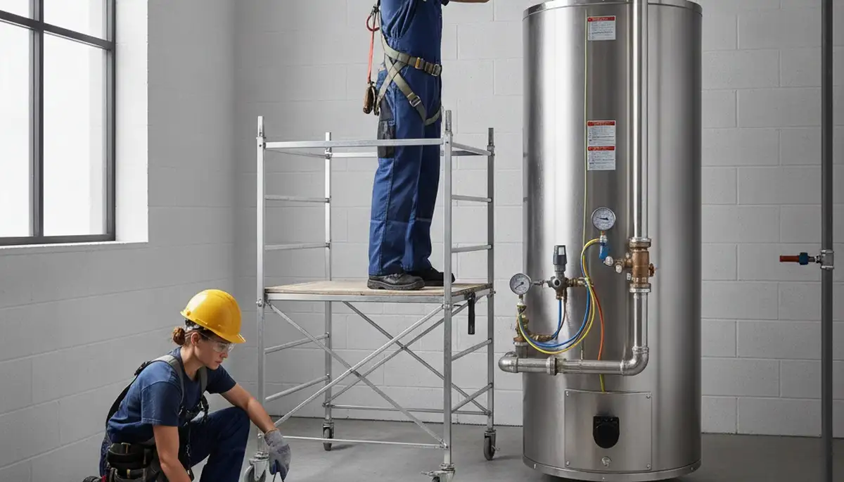 Reading, MA plumber repairing a water heater for reliable hot water service